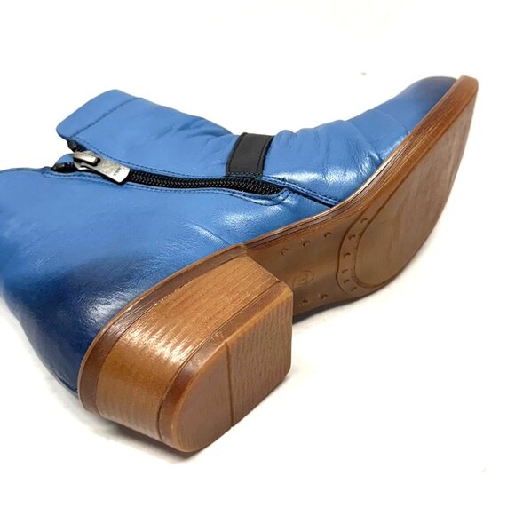 MIZ MOOZ SOFT RUCHED LEATHER BOOTIE SIDE ZIP BUCKLE BLUE 37EU / 7US # Z-143 - Picture 5 of 5